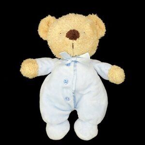 Carter's Tan Bear Blue Sleeper Sewn Buttons 2007 Stuffed Plush Lovey